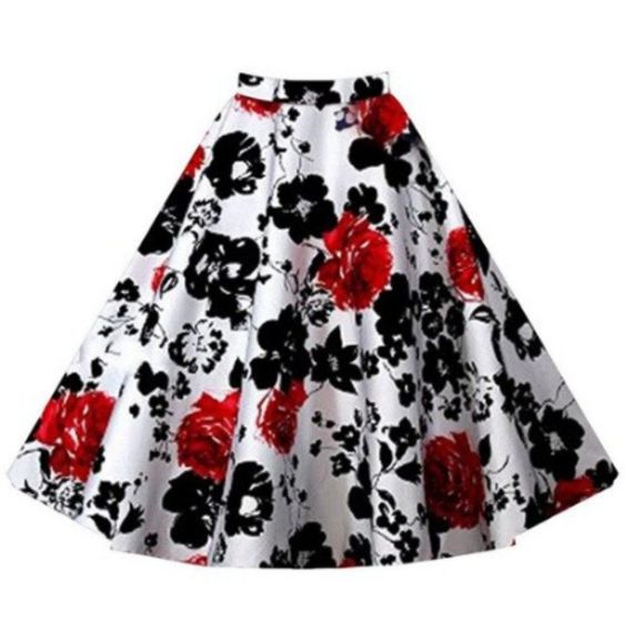Retro Swing Skirt Rockabilly Floral Plus Pinup - Picture 1 of 1